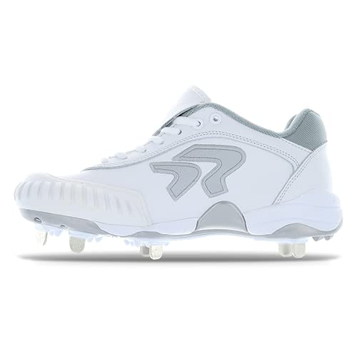 Ringor - Women's Dynasty 2.0 Spike Pitching Cleats (7.5 White/Silver)