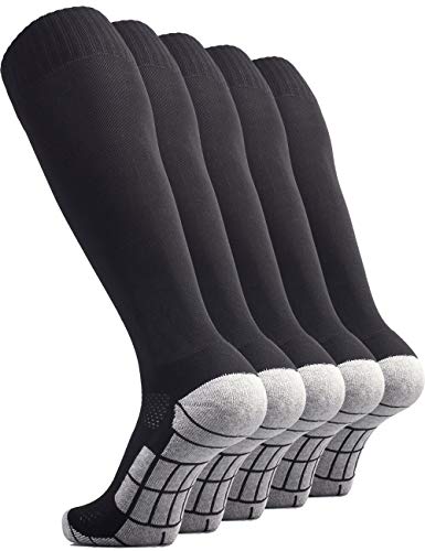 CWVLC Soccer Socks Mens Womens 5 Pairs Baseball Softball Sport Team Athletic Knee High Long Tube Cotton Compression Socks Black Large (10-13 Women/8-12 Men) CWVLC Soccer Socks Mens Womens 5 Pairs Baseball Softball Sport Team Athletic Knee High Long Tube Cotton Compression Socks Black Large (10-13 Women/8-12 Men)