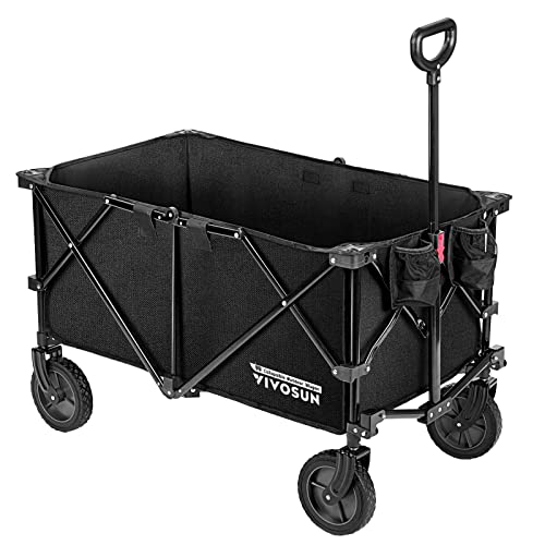 VIVOSUN Heavy Duty Collapsible Folding Wagon Utility Outdoor Camping Garden Cart with Universal Wheels & Adjustable Handle, Black VIVOSUN Heavy Duty Collapsible Folding Wagon Utility Outdoor Camping Garden Cart with Universal Wheels & Adjustable Handle, Black