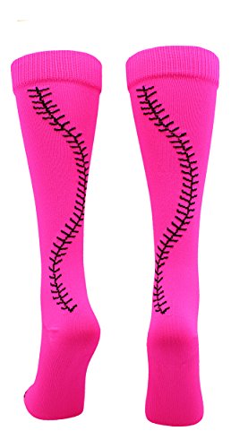 MadSportsStuff Softball Socks with Stitches Over the Calf (Neon Pink/Black, Small) MadSportsStuff Softball Socks with Stitches Over the Calf (Neon Pink/Black, Small)