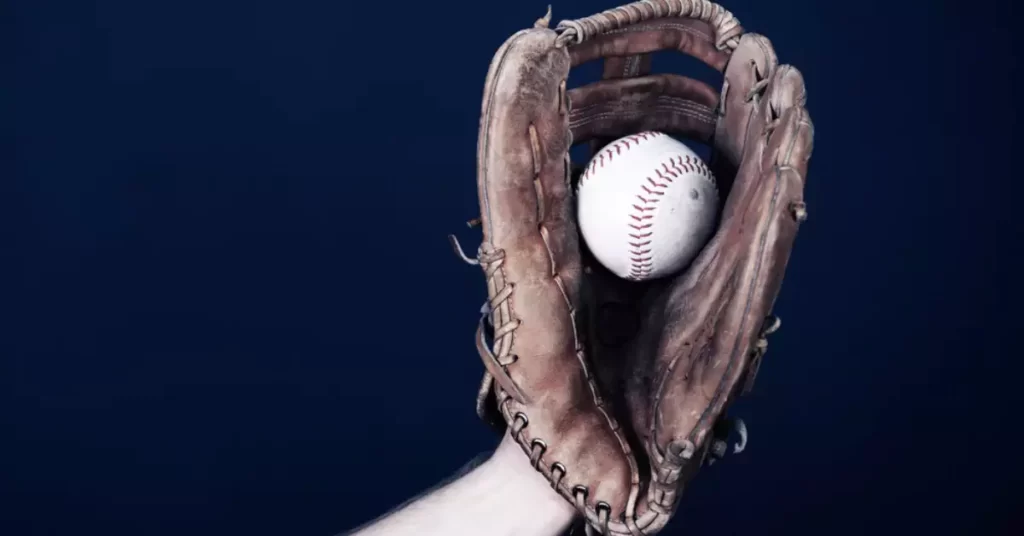 close up baseball glove